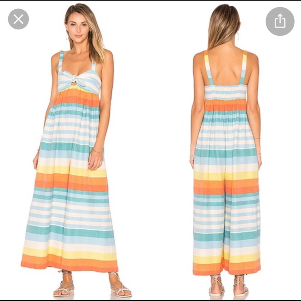Mara Hoffman Equator Stripe Tie Front Jumpsuit M